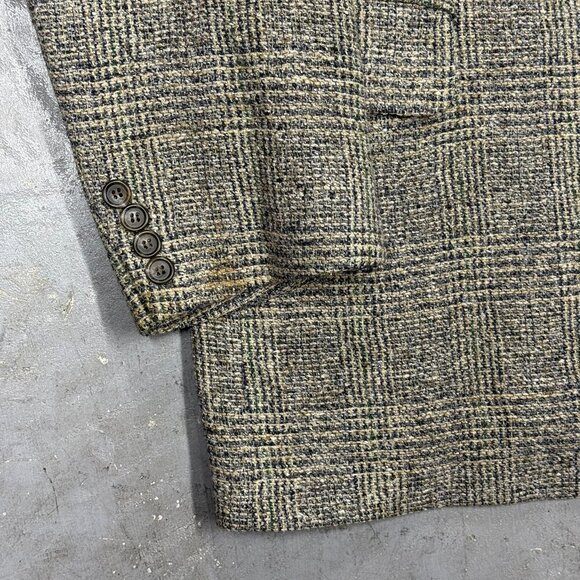 Hugo Boss Wool/Silk Tweed Blazer Sport Coat Glen Check Made in USA 42 - Picture 3 of 11